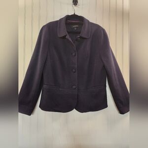 Talbots Women's Navy Soft Knit Split Cuff Blazer Size 12 Career Office Preppy